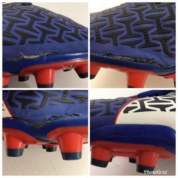 Under Armour Blue Red White Soccer Sports Cleats - Picture 7 of 7